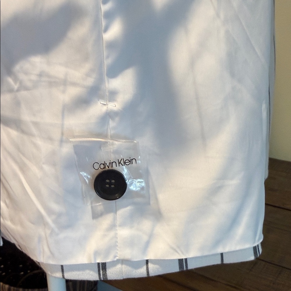 NWOT Calvin Klein White and Charcoal Striped Blazer - Picture 6 of 10